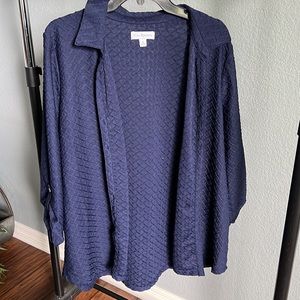 Kim Rogers Navy Button-down Top